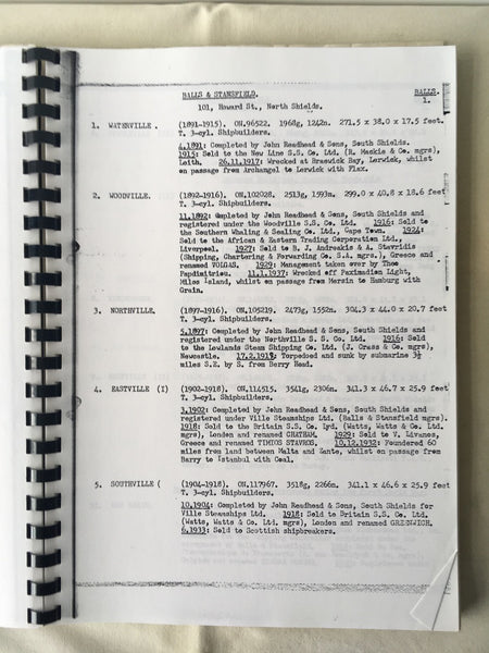 Len Gray - Tyne Shipowners - Seven Volumes Unpublished Typescript