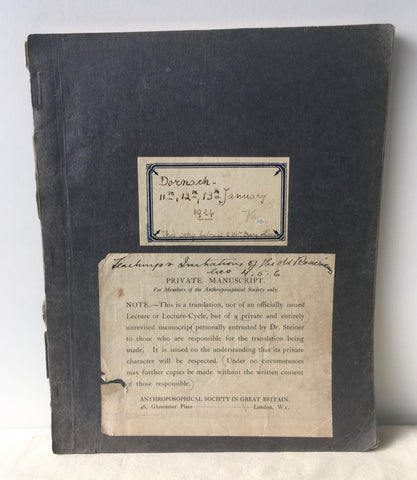 Dr. Rudolf Steiner - Teachings & Initiations of the Old Rosicrucians - 3 Lectures - 1924